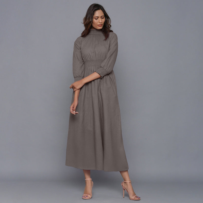 flannel maxi dress Sweet Beyond Plaid Sherril Long Sleeve fire crackling Grey Warm Cotton Flannel High
