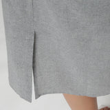 Close View of a Model wearing Grey Yarn Dyed Cotton Straight Skirt