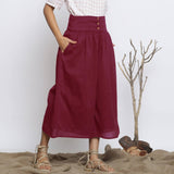 Handspun Cotton Maroon High-Rise Flared Pant