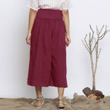 Handspun Cotton Maroon High-Rise Flared Pant