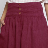 Handspun Cotton Maroon High-Rise Flared Pant