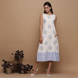 Ikat Off-White Cotton Shift Dress