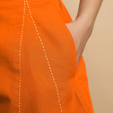 Hot Orange Cotton Poplin Mid-Rise Shorts