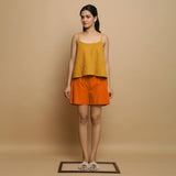 Hot Orange Cotton Poplin Mid-Rise Shorts