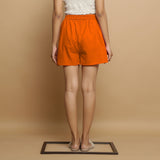 Hot Orange Cotton Poplin Mid-Rise Shorts