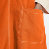 Hot Orange Cotton Poplin Paneled Midi Shift Dress