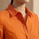 Hot Orange Cotton Poplin Short Button-Down Shirt Dress