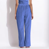 Ice Blue Cotton Corduroy Crop Top and Wide-Leg Pant Co-ord Set