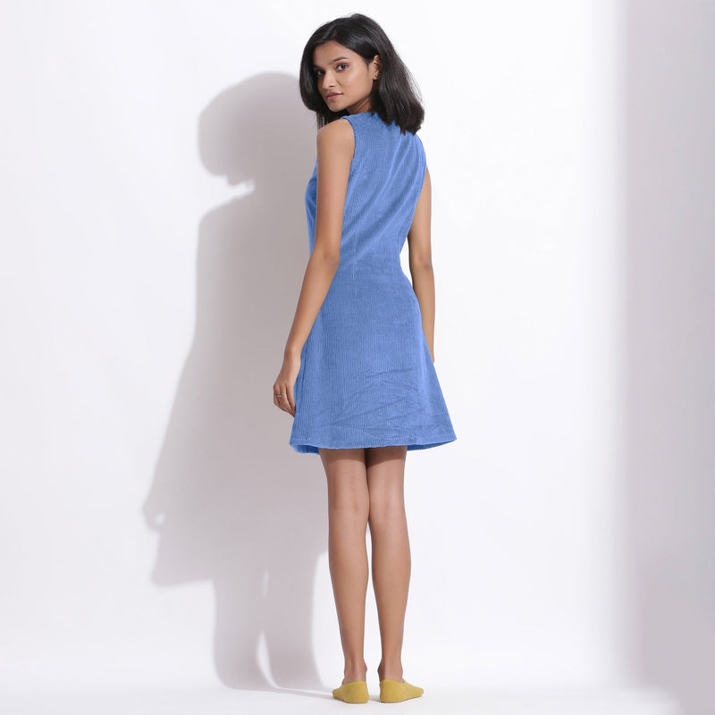 Buy Ice Blue Warm Cotton Corduroy Button-Down Short Dress Online at SeamsFriendly Buy Ice Blue Warm Cotton Corduroy Button-Down Short Dress Online at SeamsFriendly