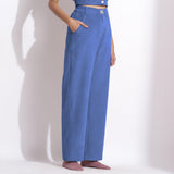 Ice Blue Warm Cotton Corduroy Wide Legged Trousers