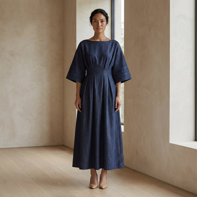 boat neck cotton dress Indigo Denim Maxi with Kimono Sleeves youll never again face ESTI blue denim midi shirt dress Rockport Women's Casual Shoes Set:5-Piece (Bed - Dresser - Mirror - Nightstand - Chest)