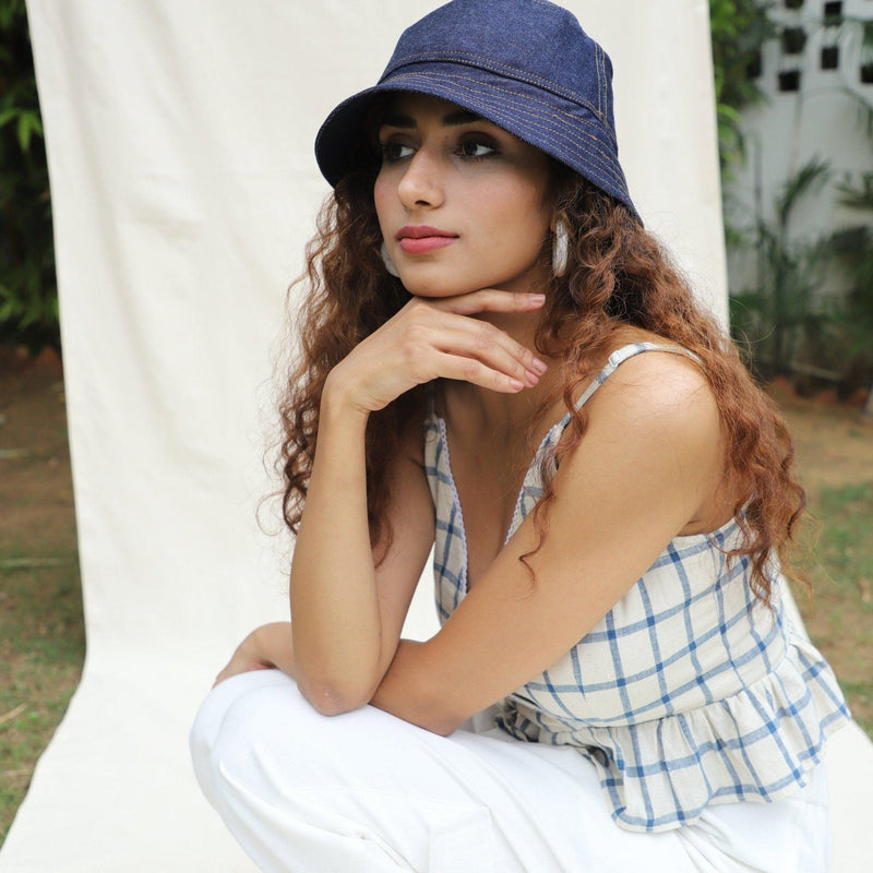 Indigo Cotton Denim Bucket Hat