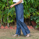 Indigo Cotton Denim High-Rise Straight Pant