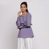 Lavender 100% Linen Flared Tunic Top