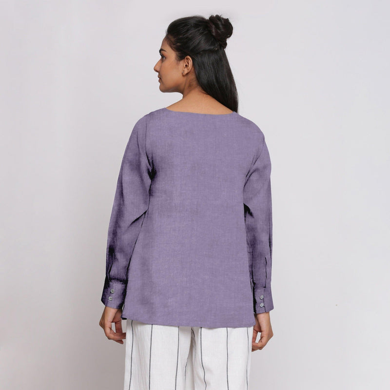 Lavender 100% Linen Flared Tunic Top