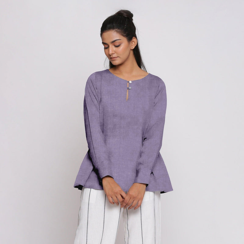 Lavender 100% Linen Flared Tunic Top