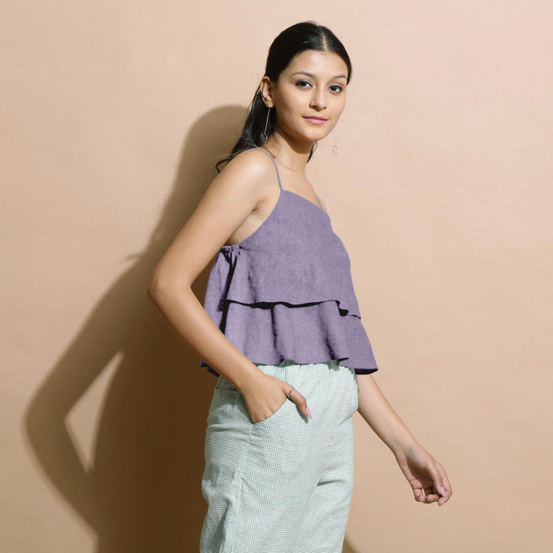 Lavender 100% Linen Tier Camisole Top