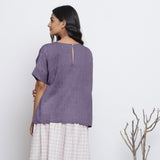 Lavender Cotton Linen Drop Shoulder Sleeves Yoked Top