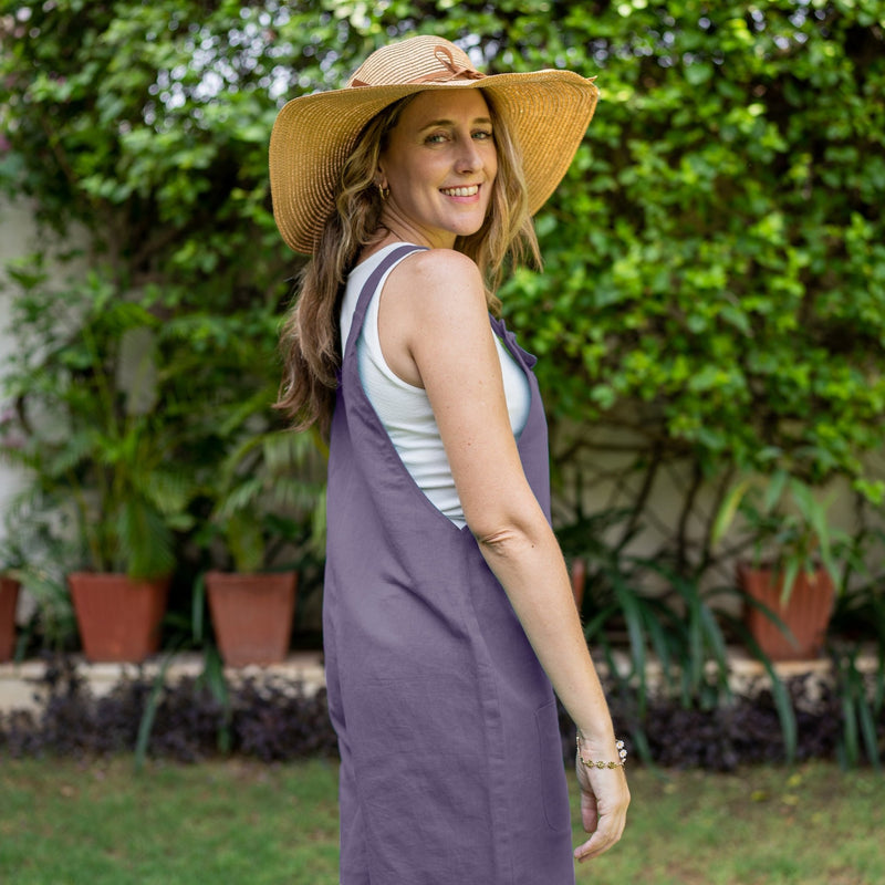 Lavender Cotton Linen Dungaree Playsuit