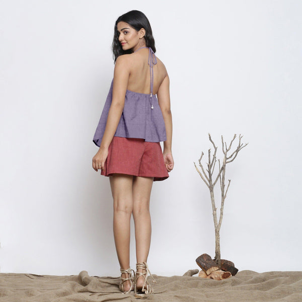 Lavender Cotton Linen Halter Neck Handkerchief Top