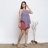 Lavender Cotton Linen Halter Neck Handkerchief Top