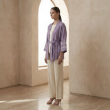 Lavender Cotton Linen Kyoto Kimono Sleeve Wrap Top