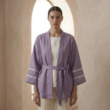 Lavender Cotton Linen Kyoto Kimono Sleeve Wrap Top