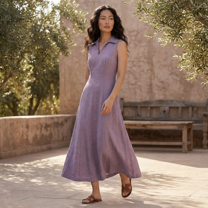 Buy Lavender Cotton Linen Paneled Sleeveless Maxi Dress Online at SeamsFriendly Buy Lavender Cotton Linen Paneled Sleeveless Maxi Dress Online at SeamsFriendly