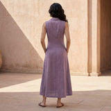 Lavender Cotton Linen Paneled Sleeveless Maxi Dress