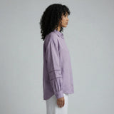 Lavender Cotton Linen Relaxed Button-Down Shirt