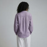 Lavender Cotton Linen Relaxed Button-Down Shirt