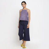 Lavender Cotton Linen Relaxed Fit Spaghetti Top