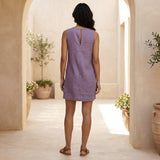 Lavender Cotton Linen Sleeveless A-Line Short Shift Dress