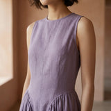 Lavender Cotton Linen Sleeveless Paneled Maxi Dress
