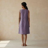 Lavender Cotton Linen Sleeveless Paneled Swing Dress