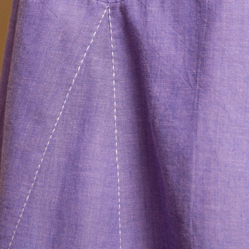 Close View of a Model wearing Lavender Hand-Embroidered Camisole Dress