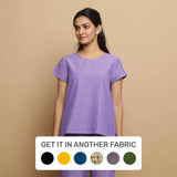 Front View of a Model wearing Lavender Mangalgiri Cotton Straight Top