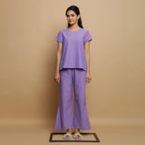 Front View of a Model wearing Lavender Mangalgiri Cotton Top and Pant Set