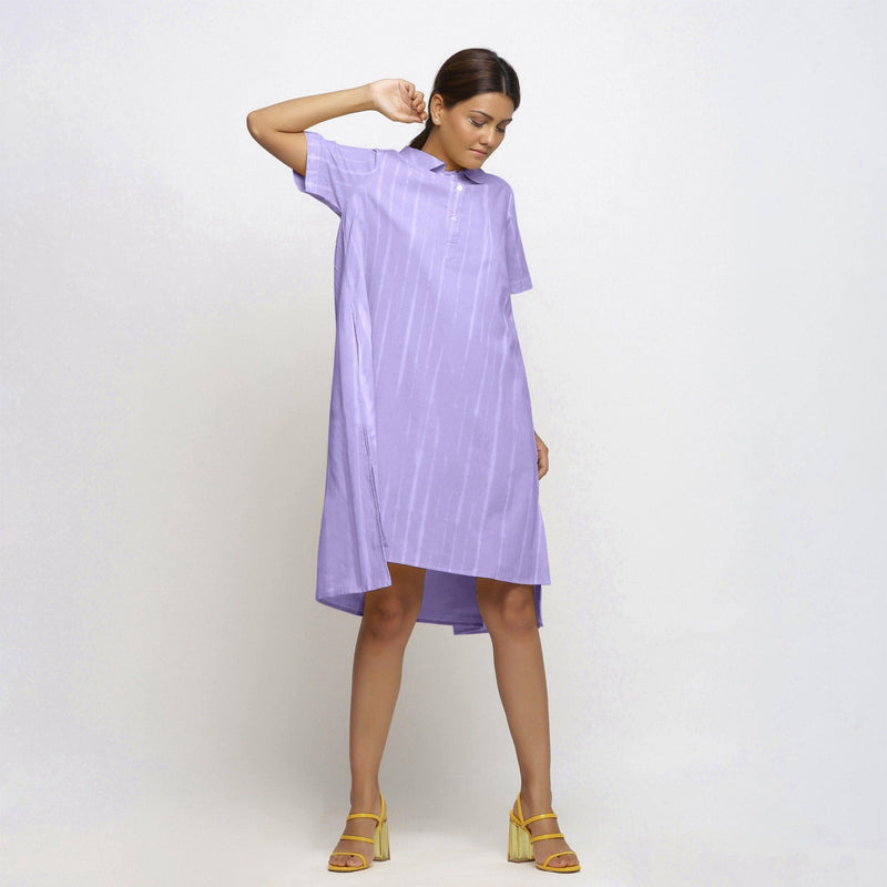 Front View of a Model wearing Lavender Tie Dye High Low Dress