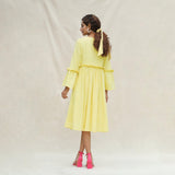 Lemon Yellow Handspun Cotton Bohemian Midi Dress