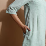 Right Detail of a Model wearing Handspun Cotton Muslin A-Line Short Dress