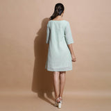 Back View of a Model wearing Handspun Cotton Muslin A-Line Short Dress