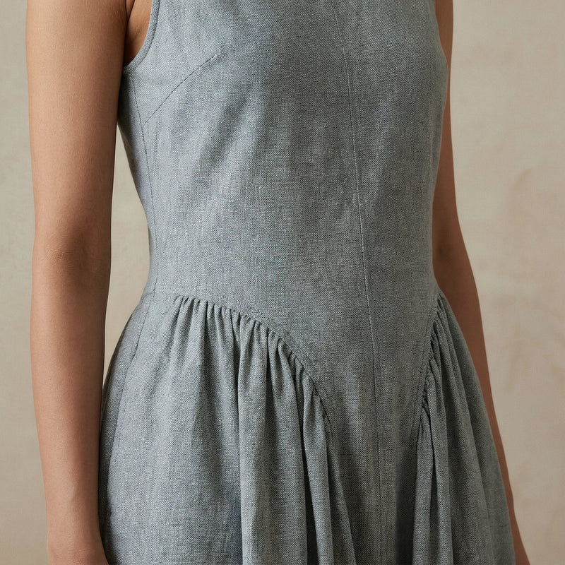 pale grey maxi dress Light Cotton Flannel Sleeveless Paneled 34