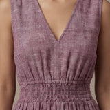 Light Maroon 100% Cotton Sleeveless Fit and Flare Tier Dress