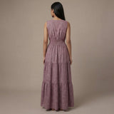 Light Maroon 100% Cotton Sleeveless Fit and Flare Tier Dress