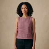 Light Maroon Yarn-Dyed Cotton Sleeveless Side-Tie Top