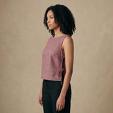 Light Maroon Yarn-Dyed Cotton Sleeveless Side-Tie Top