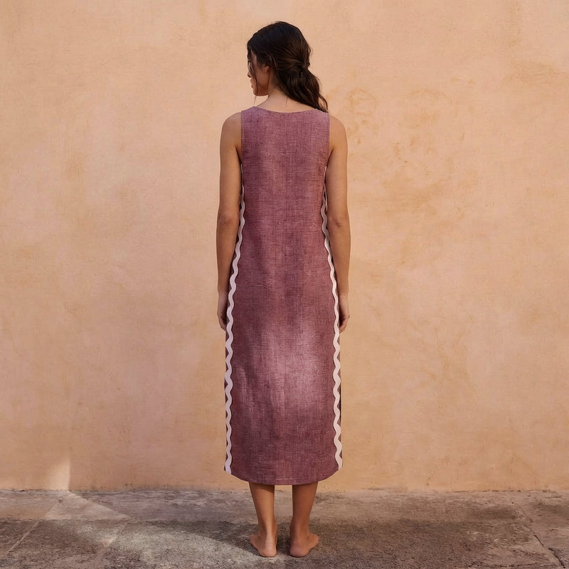 light purple shift dress Italian linen women's dress XS