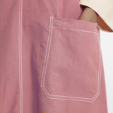Light Pink Cotton Flax Paneled Midi Shift Dress