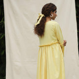 Light Yellow 100% Cotton Khadi Long Tail Scrunchie